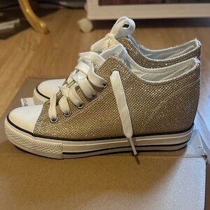 Bella Canvas Sparkling Gold Kids Sneakers